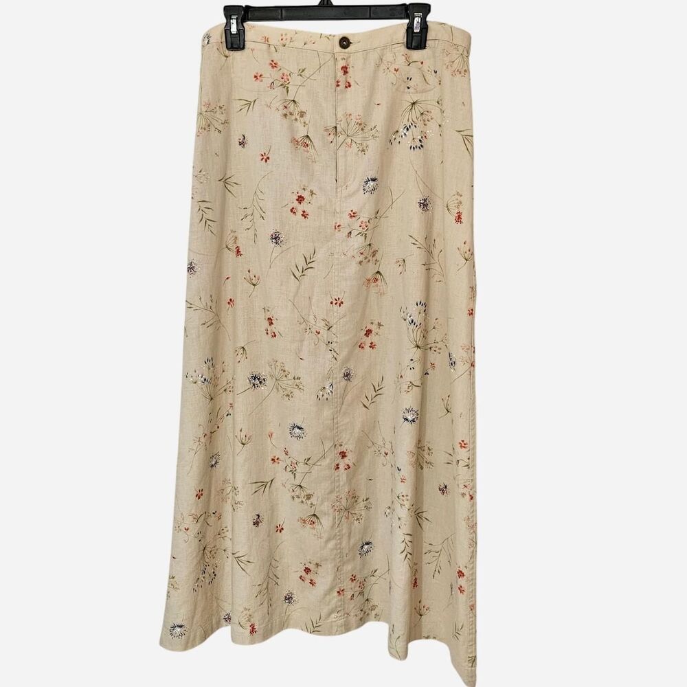 vintage cottagecore boho floral linen rayon blend maxi skirt